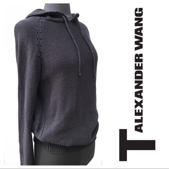 T Alexander Wang Woven Cotton Hoodie Sweater - Picture 1 of 13
